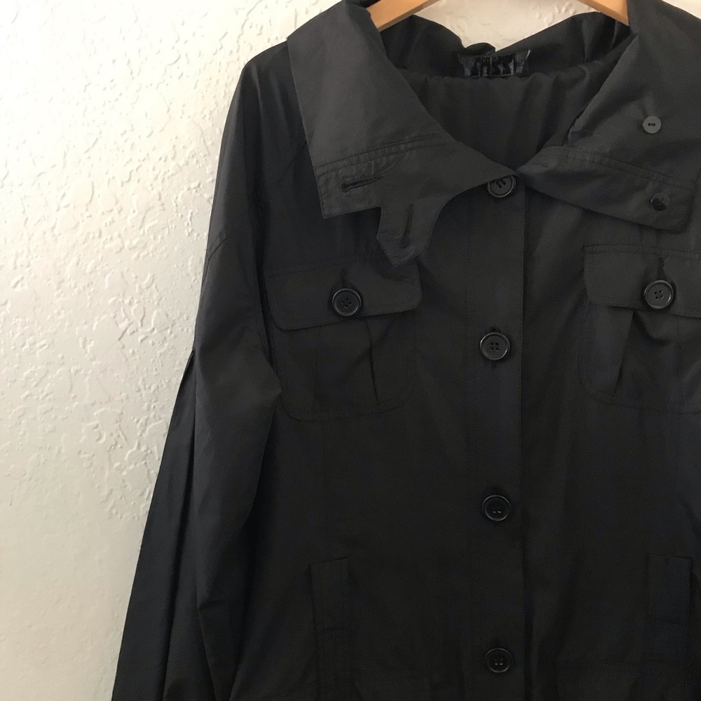 Tuzzi Black Button Down Rain Jacket - image 3